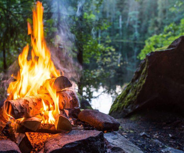 bois de camping qui brule